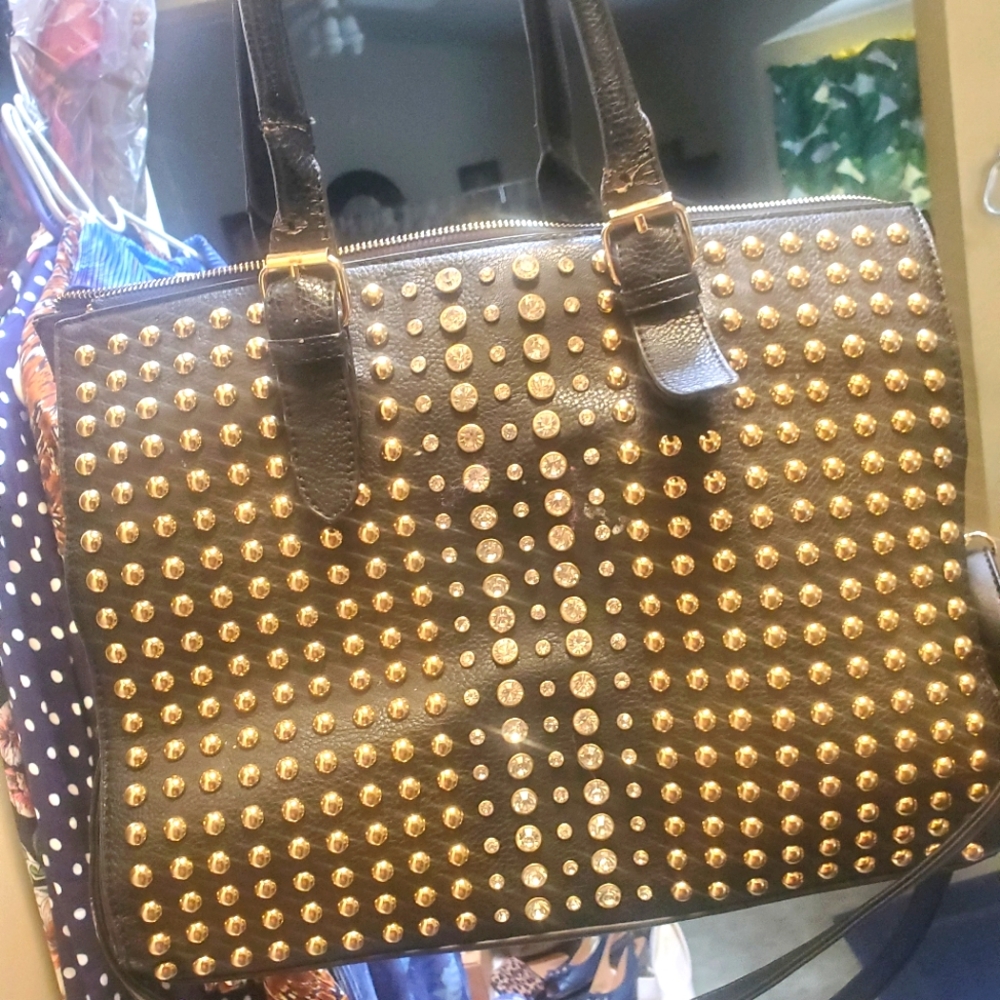 Black studded tote/ handbag